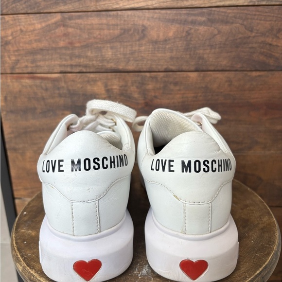 Love Moschino White Sneakers with Gold and Red Accents - Picture 3 of 8